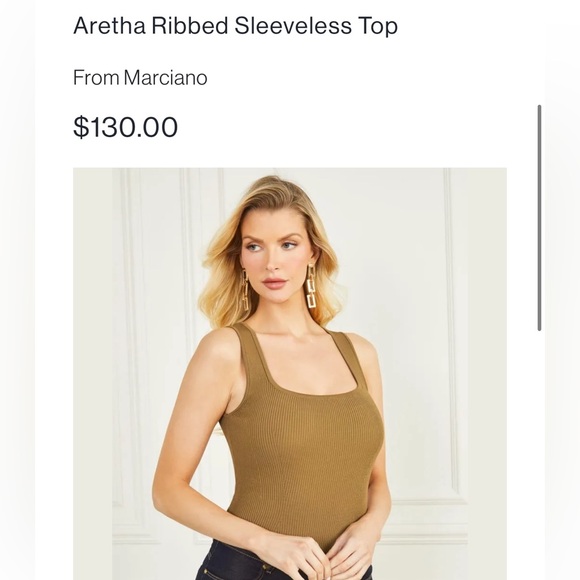 GUESS BY MARCIANO: NWT! Aretha Ribbed Sleeveless Top size XS. Sold out on site! - Picture 2 of 6